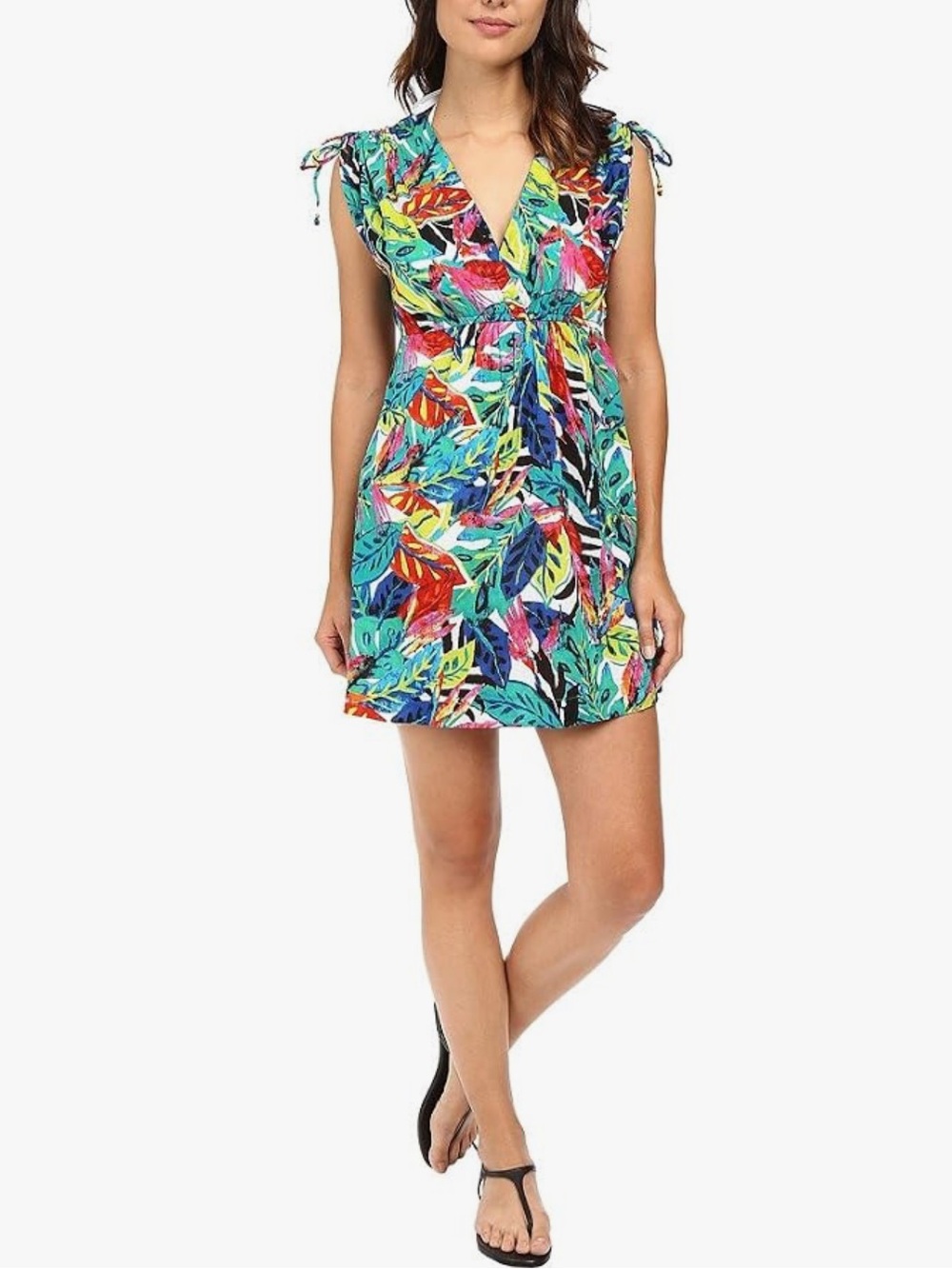 Ralph Lauren Tropical Print Light Weight Dress Beach Cover Up Colorful V-Neck M